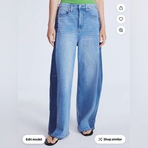 Scoop Women's Two-Tone Baggy Barrel Jeans Size 16